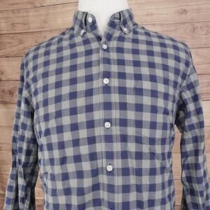 J CREW MERCANTILE FLEX BLUE GREY CHECK BUTTON DOWN SHIRT MENS SIZE L LARGE